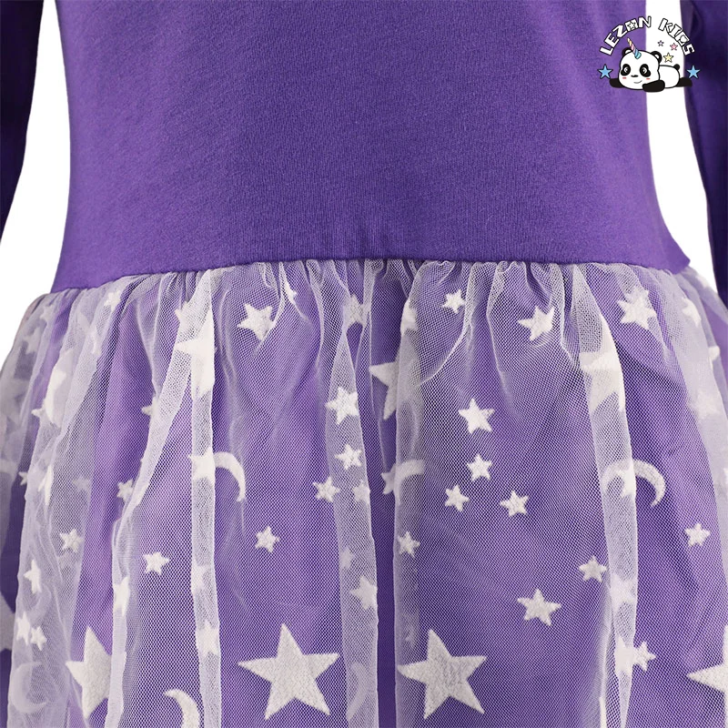 LEZONKIDS - Vestido de Festa para Meninas Bebês de Alta Qualidade Personalizável com Impressão de Lantejoulas e Manga Longa em Tule